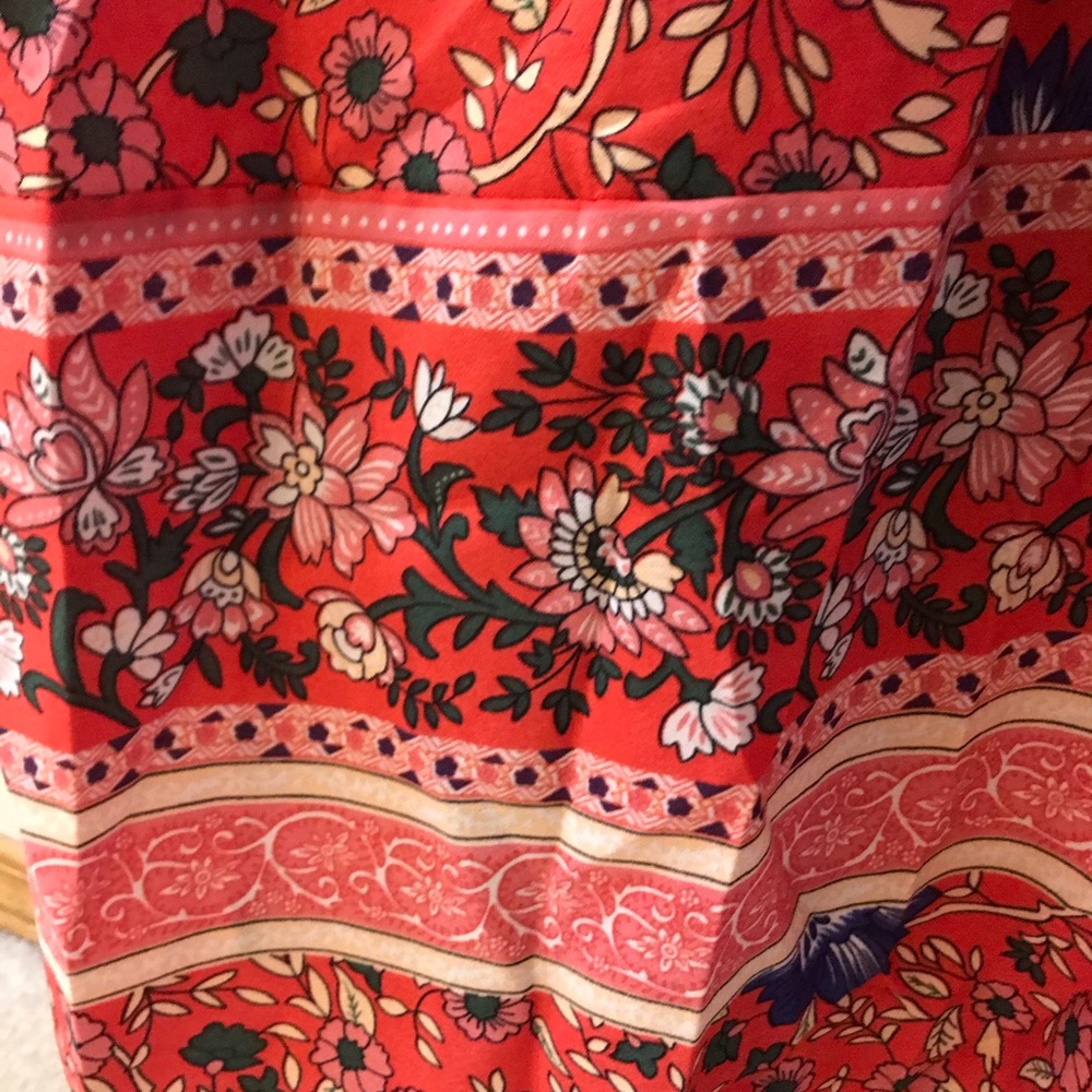 NWOT Maxi FLORAL wrap dress cap sleeve - Picture 3 of 11